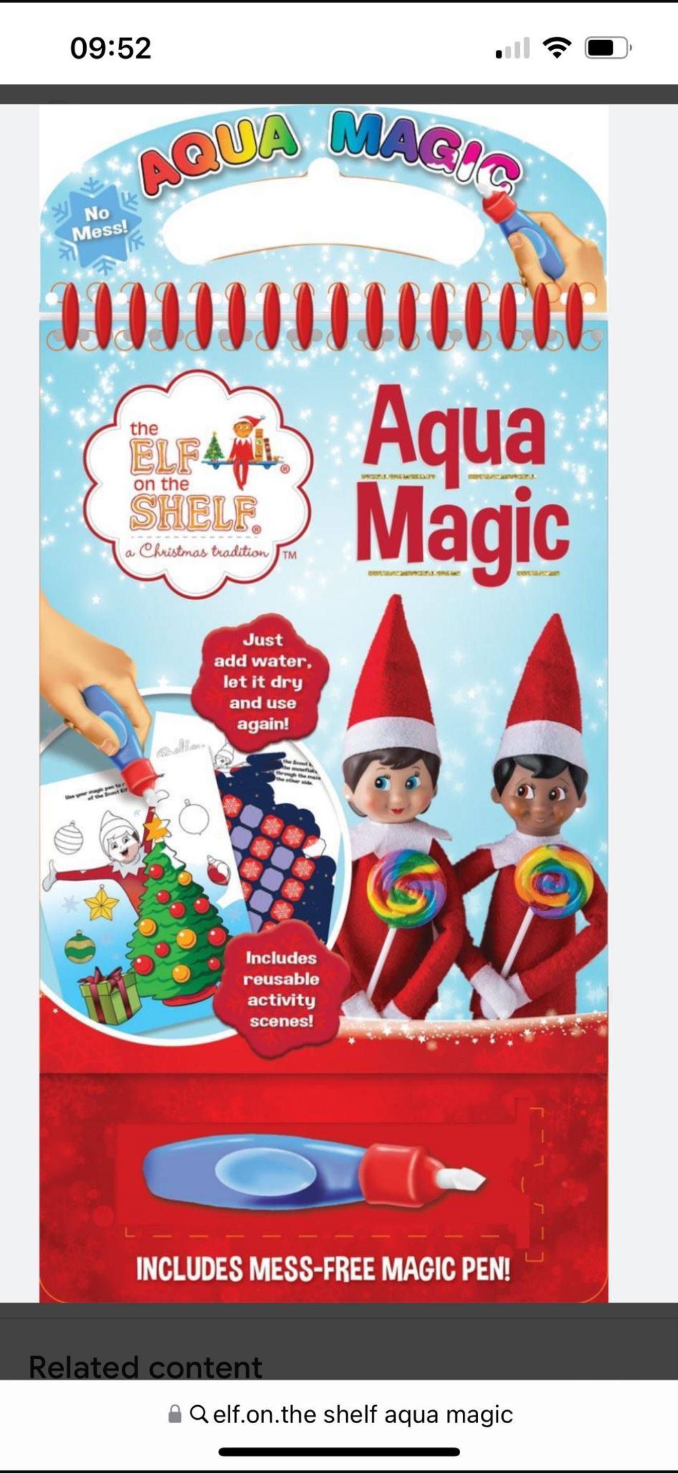 Elf on a shelf aqua magic book