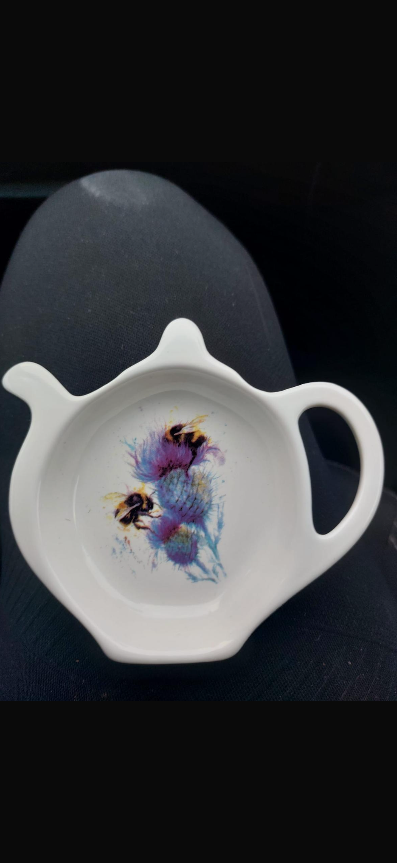 Lavender & bee ceramic tea bag caddy