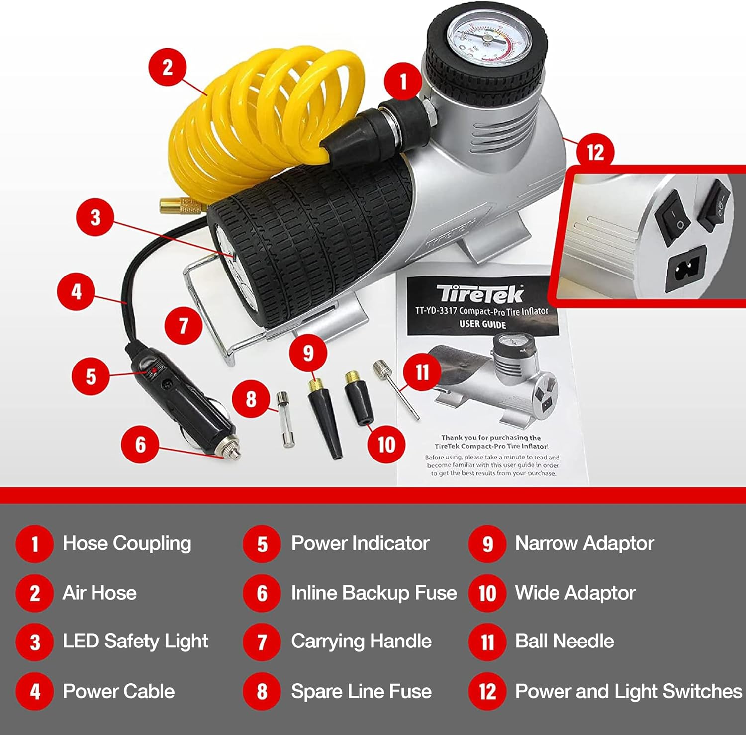 TireTek Compact-Pro Portable Tyre Inflator Pump