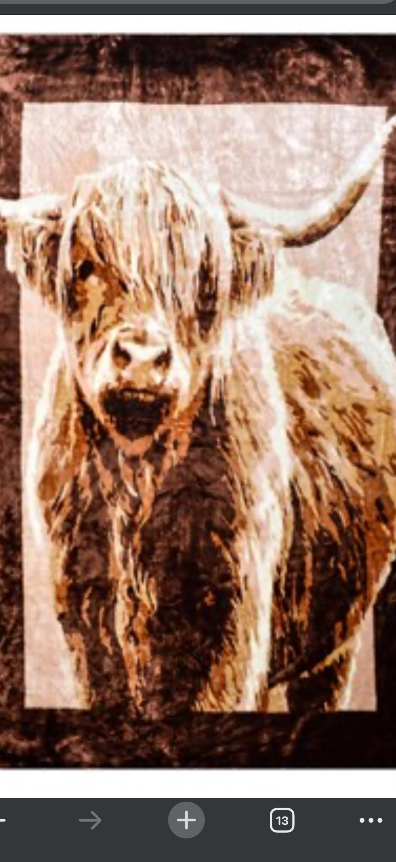 Highland cow Sherpa fleece throw